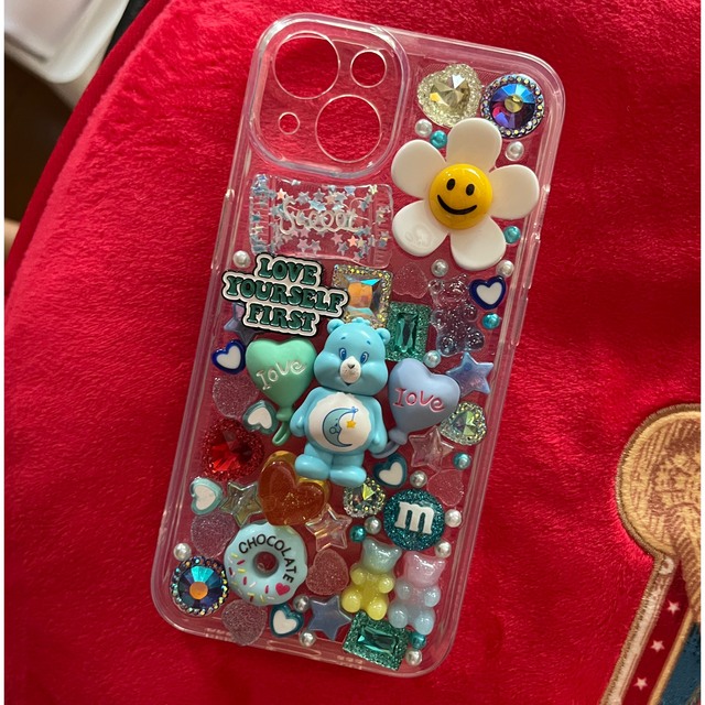 CareBears(ケアベア)のiphoneケース　iphone13 デコケース　ケアベア デコ電 スマホ/家電/カメラのスマホアクセサリー(iPhoneケース)の商品写真