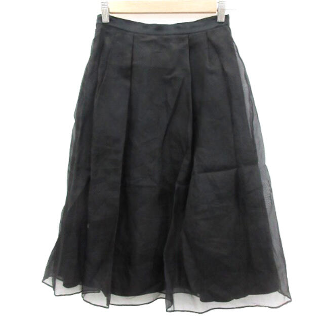 IENA(イエナ)のイエナ IENA フレアスカート ミモレ丈 シルク 36 ブラック 黒 レディースのスカート(ひざ丈スカート)の商品写真
