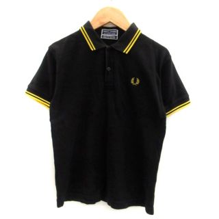 フレッドペリー(FRED PERRY)のフレッドペリー ポロシャツ ポロカラー 半袖 ロゴ刺繍 黒 ブラック イエロー(ポロシャツ)