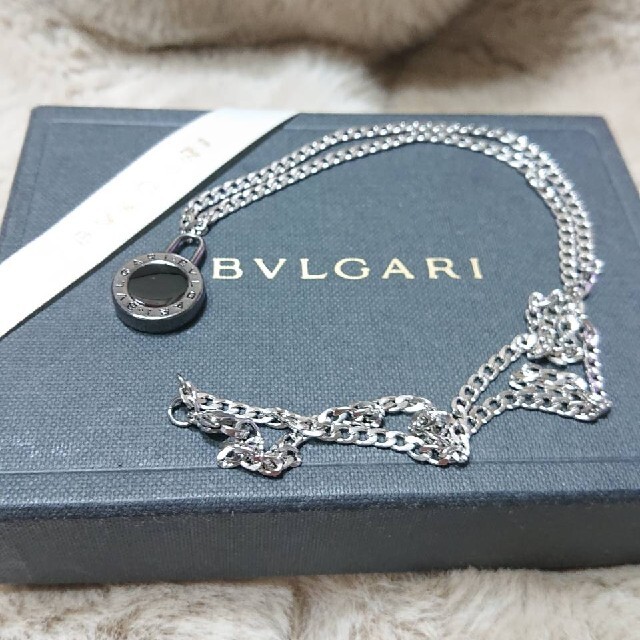 アクセサリー【正規 未使用】BVLGARI ロゴ刻印チャーム 3㎜60㎝ネックレスチェーン