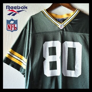 リーボック(Reebok)の古着★好配色リーボック NFL グリーンパッカーズカラー半袖ゲームシャツ 緑XL(アメリカンフットボール)