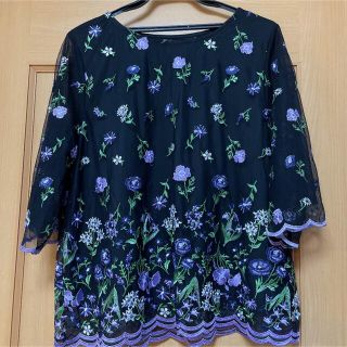 花柄刺繍　チュニック(Tシャツ(半袖/袖なし))