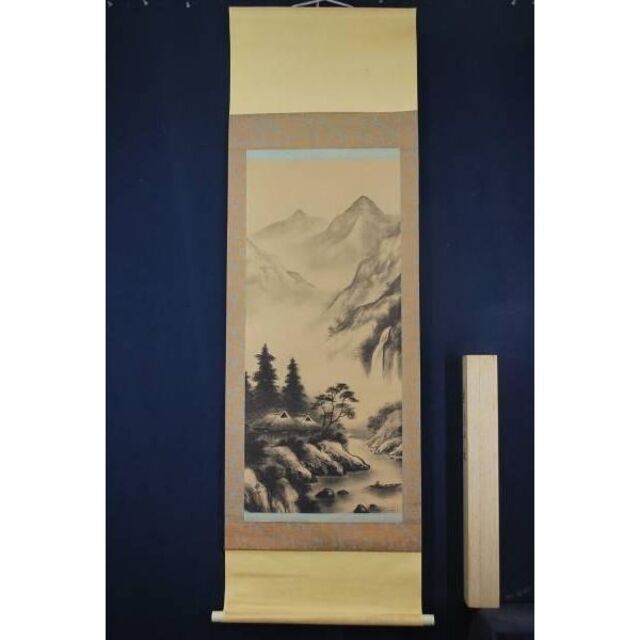 秋景の図掛軸　Y084 秋景の図掛軸Y084