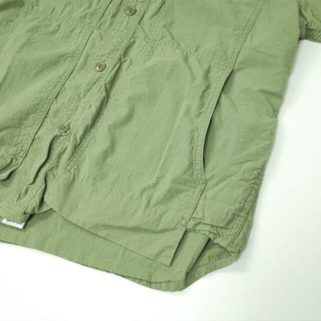 SASSAFRAS(ササフラス)のSASSAFRAS ササフラス 日本製 Feel Sun Bud Half 1/2 コットンリップストップ フーデッドショートスリーブシャツ S OLIVE 半袖 トップス【中古】【SASSAFRAS】 メンズのトップス(シャツ)の商品写真