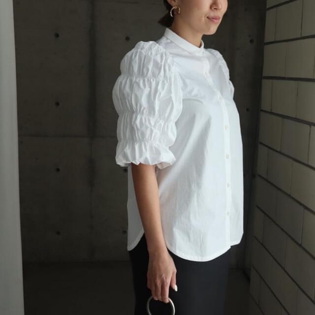 ella ♡ cotton typewriter gather blouse