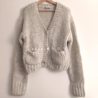 ZARA フェイクファーニットカーディガン ベージュ M | 新品*ZARA