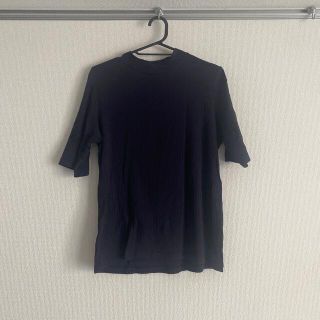 ユニクロ(UNIQLO)のユニクロ　リブハイネックT ネイビー　XL(Tシャツ(半袖/袖なし))