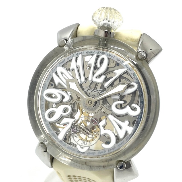 GaGa MILANO - ガガミラノ GAGA MILANO マヌアーレ48 6090.01 スケルトン 手巻 腕時計 SS ホワイト