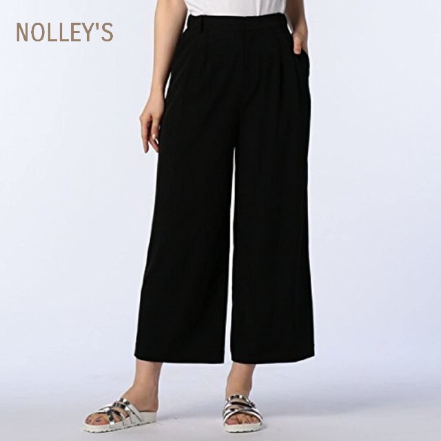 NOLLEY'S(ノーリーズ)のノーリーズ  シルキーリライムワイドパンツ  黒  M レディースのパンツ(カジュアルパンツ)の商品写真