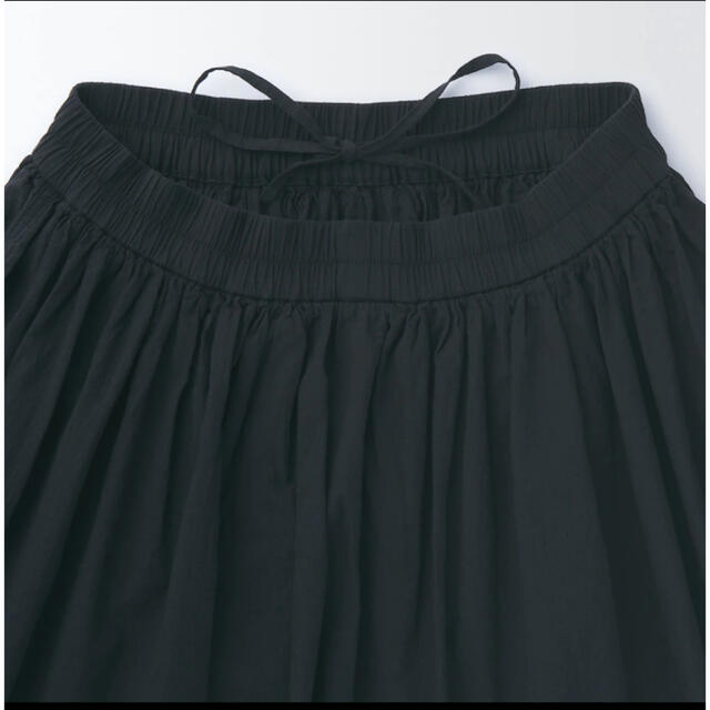 MUJI (無印良品)(ムジルシリョウヒン)の無印良品 洗いざらし強撚ギャザースカート ブラック レディースのスカート(ロングスカート)の商品写真