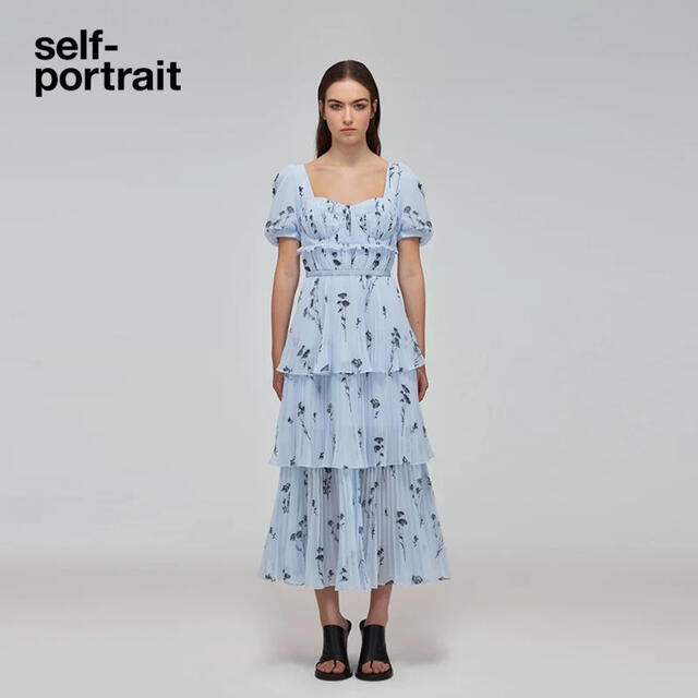 ❤️正規品Selfportrait22新品タグ付き★ブルーロングワンピース