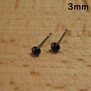 ピアスセット【濃紺ネイビー小粒3mm銀】【小粒グレーオニキス4mm】(ピアス)