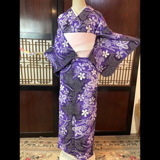新品❣️小さいサイズ❗️有松鳴海総絞り浴衣2点セット紫