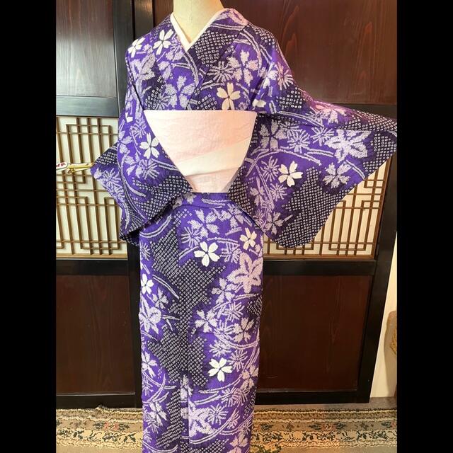 新品❣️小さいサイズ❗️有松鳴海総絞り浴衣2点セット紫