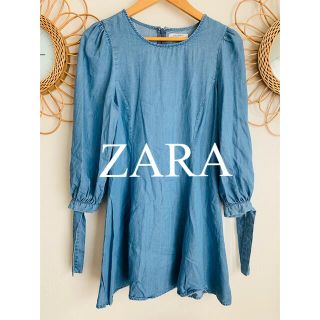 ザラ(ZARA)の美品　ZARA ザラ　ワンピース　デニム　リヨセル　人気　完売(ひざ丈ワンピース)