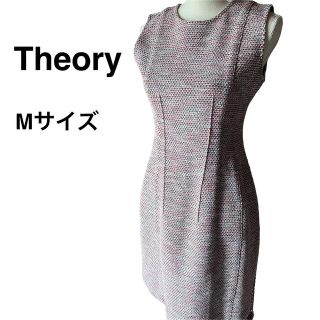 セオリー(theory)の極美品✨セオリー　ツイードノースリーブワンピース　Mサイズ(ひざ丈ワンピース)