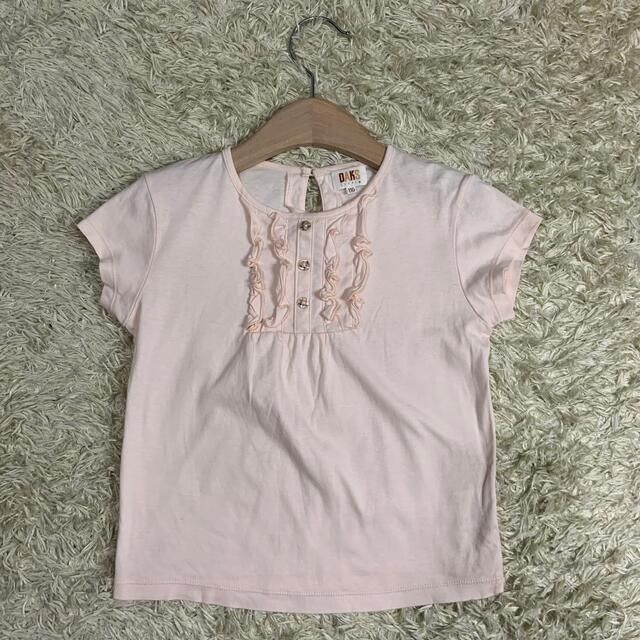 DAKS(ダックス)の【美品】 DAKS ダックス 子供服 Tシャツ フリル チェックボタン 110 キッズ/ベビー/マタニティのキッズ服女の子用(90cm~)(Tシャツ/カットソー)の商品写真