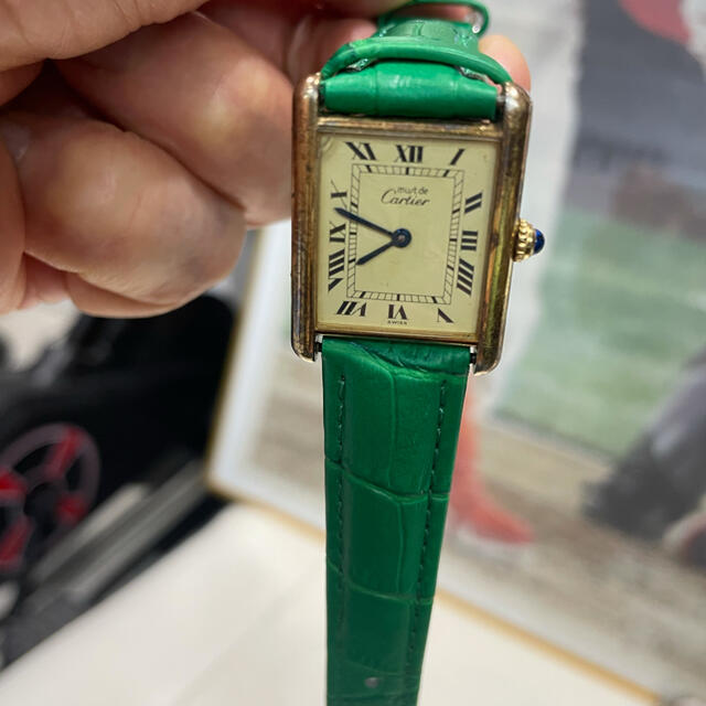 超可爱 Cartier カルティエ 腕時計 グリーンベルト ７６０ - レザー