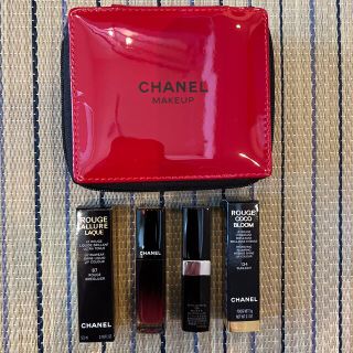 シャネル(CHANEL)の値下げ　CHANEL リップセット　ポーチ付　サンプル付　新品未使用(リップケア/リップクリーム)