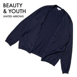 ビューティアンドユースユナイテッドアローズ(BEAUTY&YOUTH UNITED ARROWS)のビューティー＆ユース アローズ 麻 カーディガン 紺 長袖 M 美品 春夏 羽織(カーディガン)