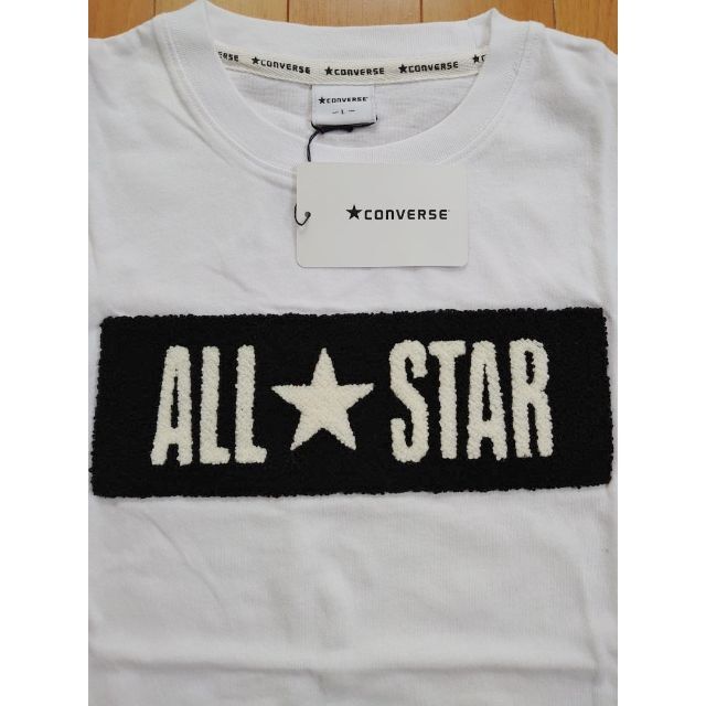 CONVERSE(コンバース)の【新品】フェルト生地ワッペンALL★STAR珍しいTシャツ白L メンズのトップス(Tシャツ/カットソー(半袖/袖なし))の商品写真