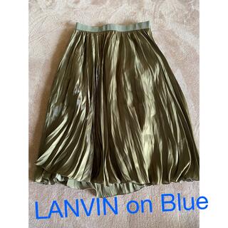 ランバンオンブルー(LANVIN en Bleu)のLANVINonBlueランバンオンブルー プリーツスカート カーキ 38サイズ(ひざ丈スカート)