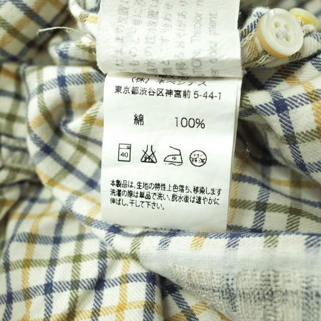 Engineered Garments(エンジニアードガーメンツ)のEngineered Garments エンジニアードガーメンツ アメリカ製 Tab Collar Shirt - Tattersall Plaid タッターソールチェック タブカラーシャツ XS ベージュ 長袖 チェック トップス【中古】【Engineered Garments】 メンズのトップス(シャツ)の商品写真