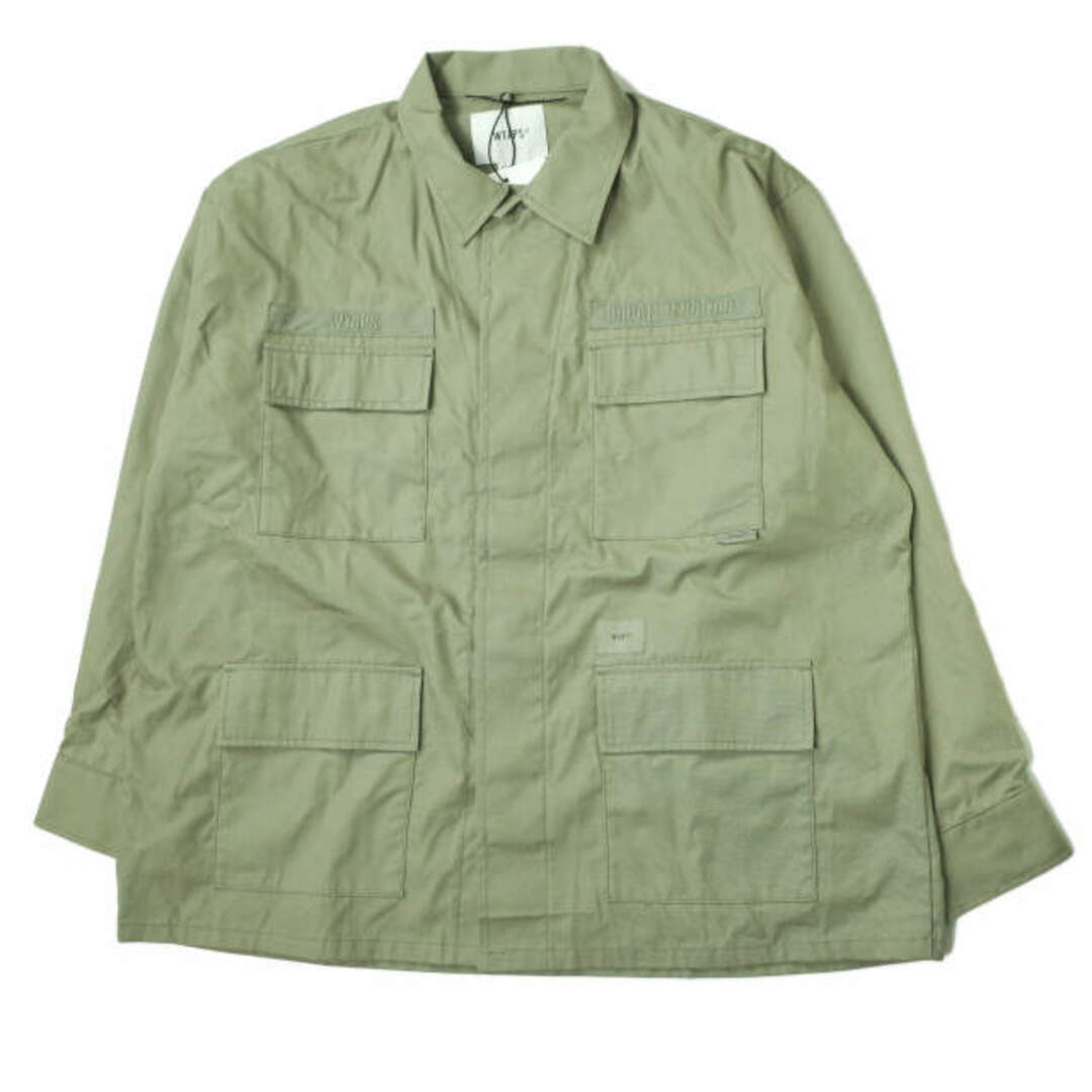 W)taps(ダブルタップス)のWTAPS ダブルタップス 22SS 日本製 JUNGLE 02 / LS / COTTON. POPLIN コットンポプリン ジャングルシャツ 221WVDT-SHM03 03(L) OLIVE DRAB 長袖 ミリタリー シャツジャケット トップス【新古品】【中古】【WTAPS】 メンズのトップス(シャツ)の商品写真