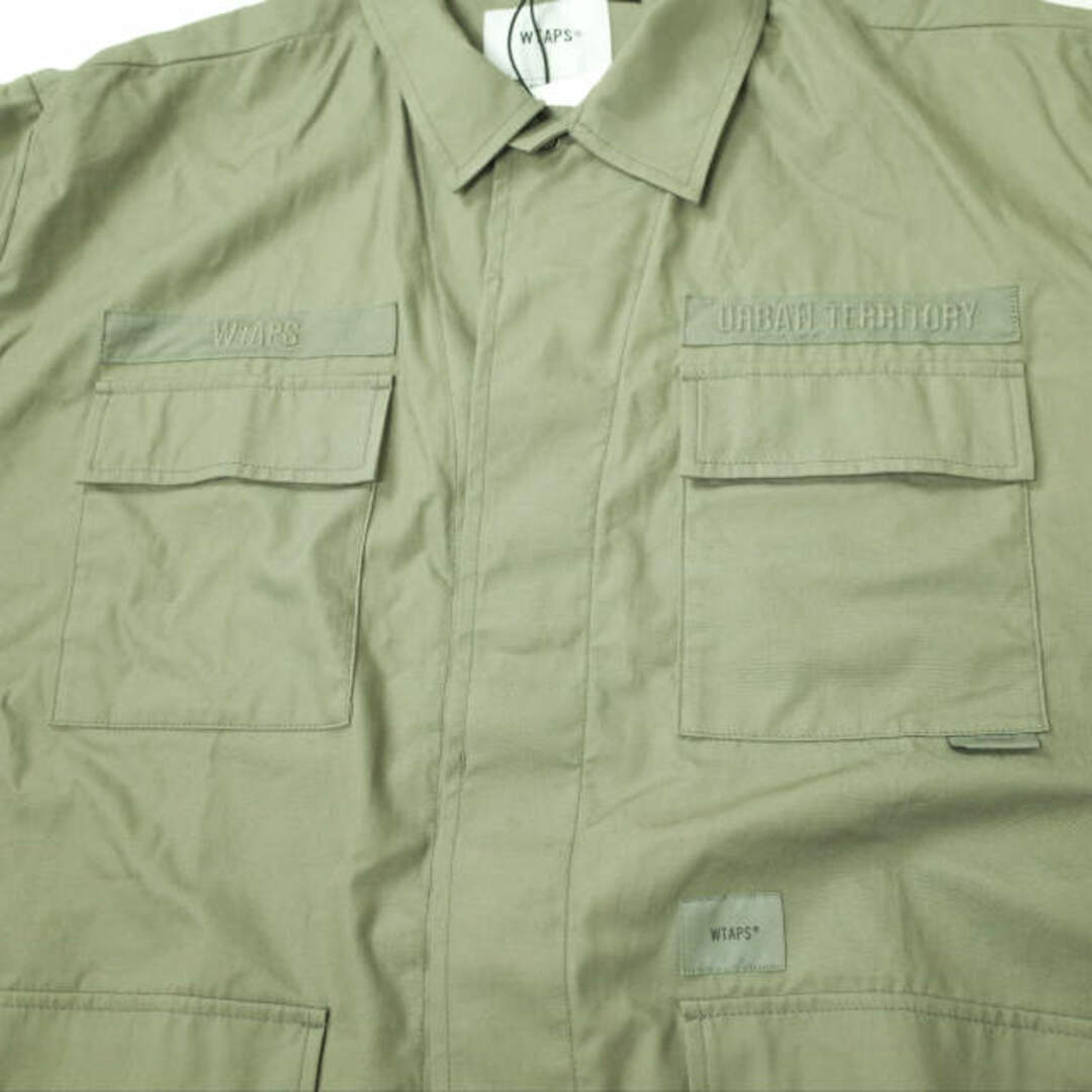 W)taps(ダブルタップス)のWTAPS ダブルタップス 22SS 日本製 JUNGLE 02 / LS / COTTON. POPLIN コットンポプリン ジャングルシャツ 221WVDT-SHM03 03(L) OLIVE DRAB 長袖 ミリタリー シャツジャケット トップス【新古品】【中古】【WTAPS】 メンズのトップス(シャツ)の商品写真