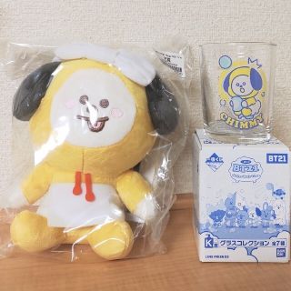 一番くじオンライン　BT21 CHIMMY ぬいぐるみ&グラス+αセット(キャラクターグッズ)