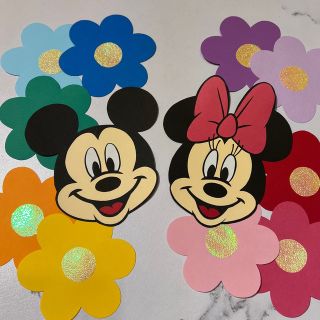 ディズニー(Disney)の壁面☆飾り☆ディズニー☆ミッキー☆ミニー☆お花☆フラワー(型紙/パターン)