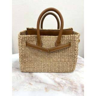 美品✨　SEA シー　かごバッグ　トートバッグ　篭　カゴ　レザー　ブラウン　茶