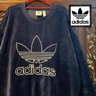 アディダス(adidas)のアディダス オリジナルス ベロア ビッグロゴ トレーナー ジャージ パーカー(トレーナー/スウェット)