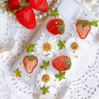 全機種♡いちごとお花のスマホケース　iPhone Xperia(スマホケース)