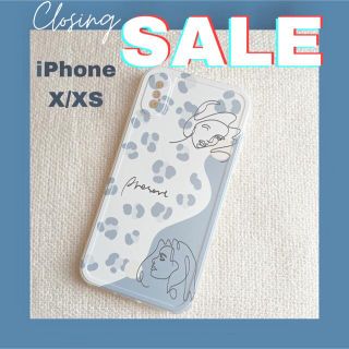 アイフォーン(iPhone)のiPhoneX iPhoneXS ケース　韓国　おしゃれ　ブルー　手書き　くすみ(iPhoneケース)