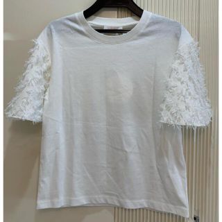 ドゥロワー(Drawer)の新品タグ付 See By Chloé フリンジスリーブTシャツ(シャツ/ブラウス(半袖/袖なし))