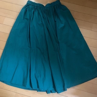 グリーン　緑のロングギャザースカート(ロングスカート)