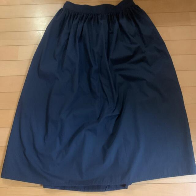 紺　ネイビー　ロングギャザースカート レディースのスカート(ロングスカート)の商品写真