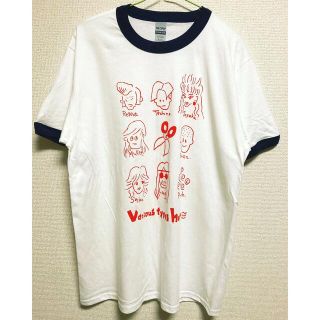 髪型T ヘアスタイル　リンガー　紺　赤　個性　手刷り　デザイン(Tシャツ/カットソー(半袖/袖なし))