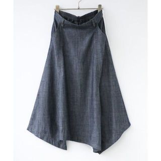 デニムライクアシメスカート 【オシャレウォーカー】(ロングスカート)