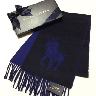 ポロラルフローレン(POLO RALPH LAUREN)の☆プチ様 専用☆新品✨イタリア製 ビッグポニー マフラー / ブルー系(マフラー)