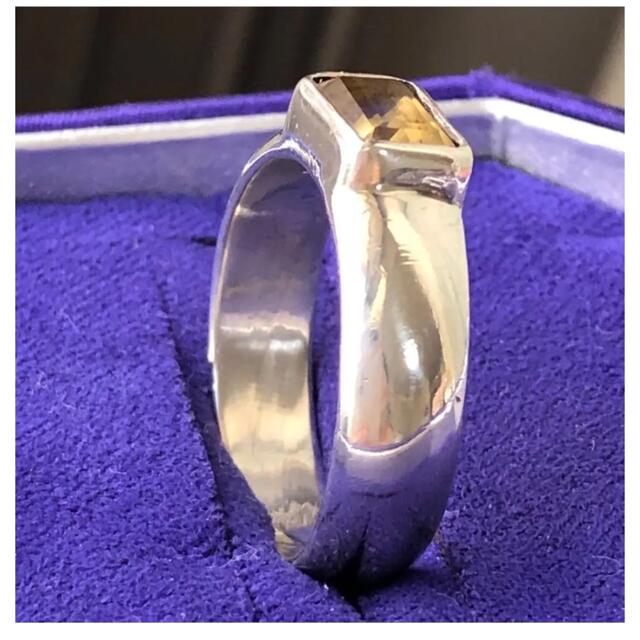 天然石　シトリンリング　指輪　15.5号　シルバー925 ヴィンテージ レディースのアクセサリー(リング(指輪))の商品写真
