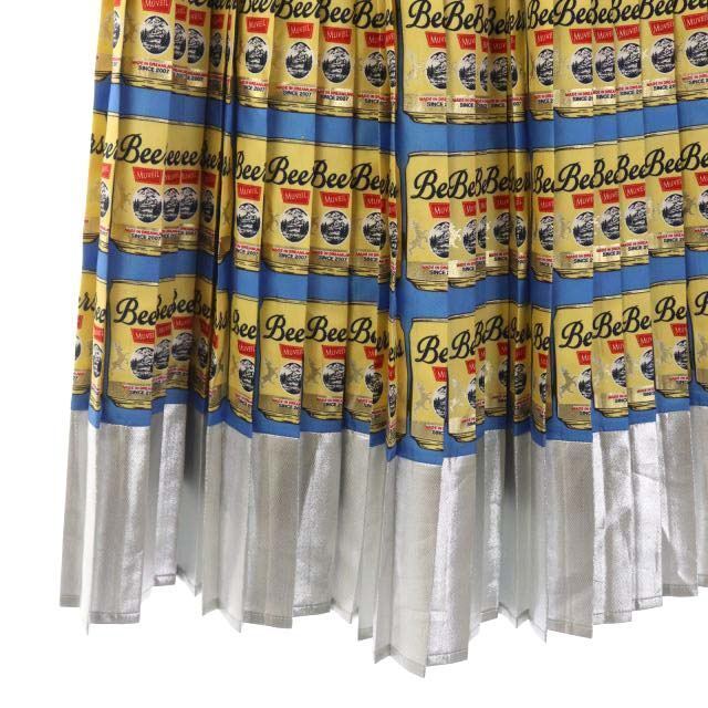 ミュベール muveil プリントプリーツスカート 38 青 黄 シルバー レディースのスカート(ロングスカート)の商品写真