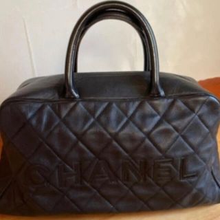 シャネル(CHANEL)のお値下　CHANE シャネル　マトラッセ ロゴ ボストンバッグ 黒 ブラック(ボストンバッグ)