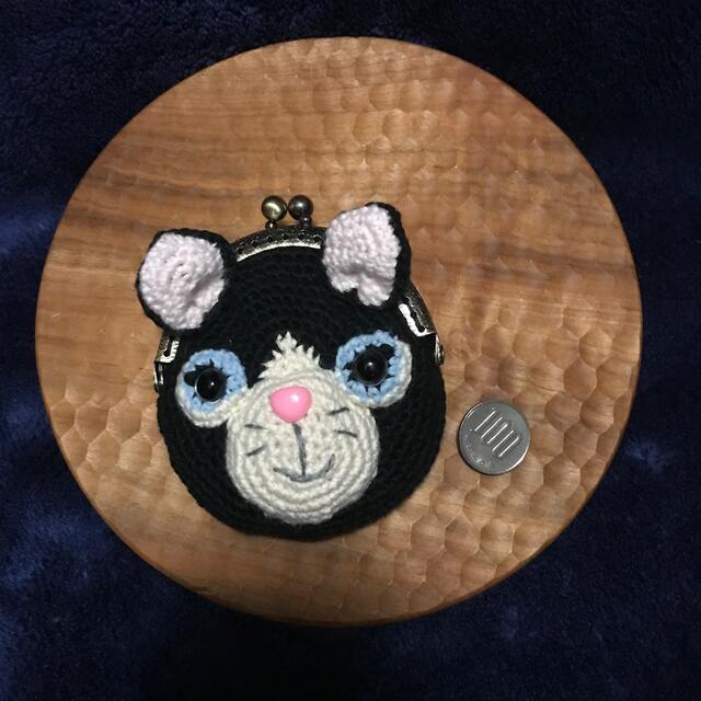 Cotton-yarn のあみぐるみ 黒猫ちゃんのがまぐち　ガマ口　コインケース