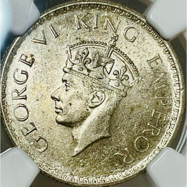2022新発 1/2ルピー銀貨 ジョージ6世 イギリス領インド 1940 MS62 NGC 貨幣