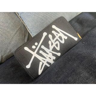 ステューシー(STUSSY)の在庫ラスト STUSSY デニム ラージサイズ ラウンドファスナー 長財布(財布)