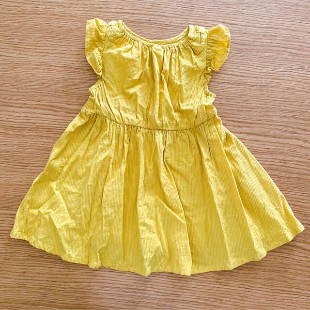 ワンピース　イエロー　90サイズ キッズ/ベビー/マタニティのキッズ服女の子用(90cm~)(ワンピース)の商品写真