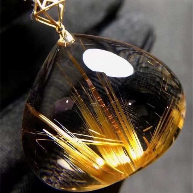 税込) 【天然】タイチンルチルクオーツ ペンダントトップ k18 11.2g