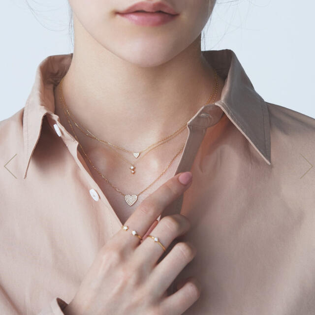 AHKAH - AHKAH アーカー ハートパヴェ ダイヤモンドネックレス 0.05ct